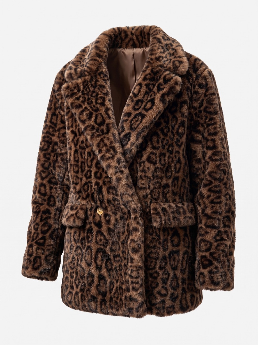 Beautelicate Leopard Faux Fur Coat Cheetah Chocolate Brown Women’s XXL